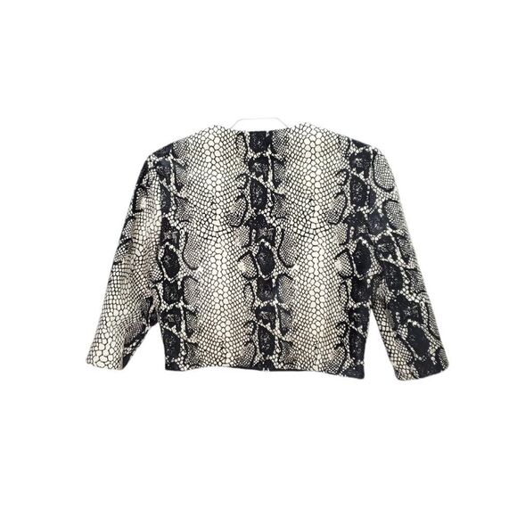 SUSAN BENDER Calf Hair Leather And Silk Python Snakeskin Print Crop Moto Jacket - Picture 8 of 16